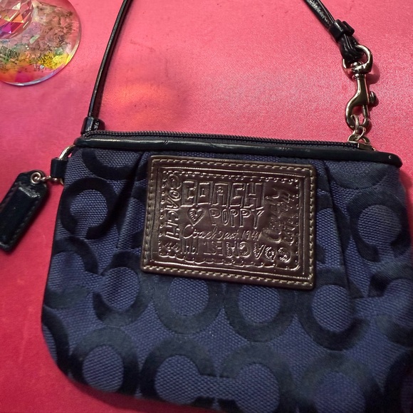 Y2K Coach Poppy Wristlet  in Signature Navy Blue